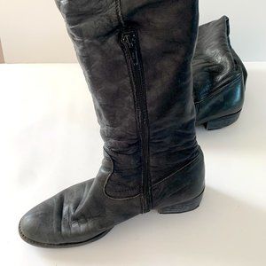 Thigh High Black Leather Boots